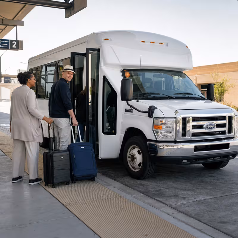 Black Mercedes Sprinter van staged for an Goodyear Airport Transportation group