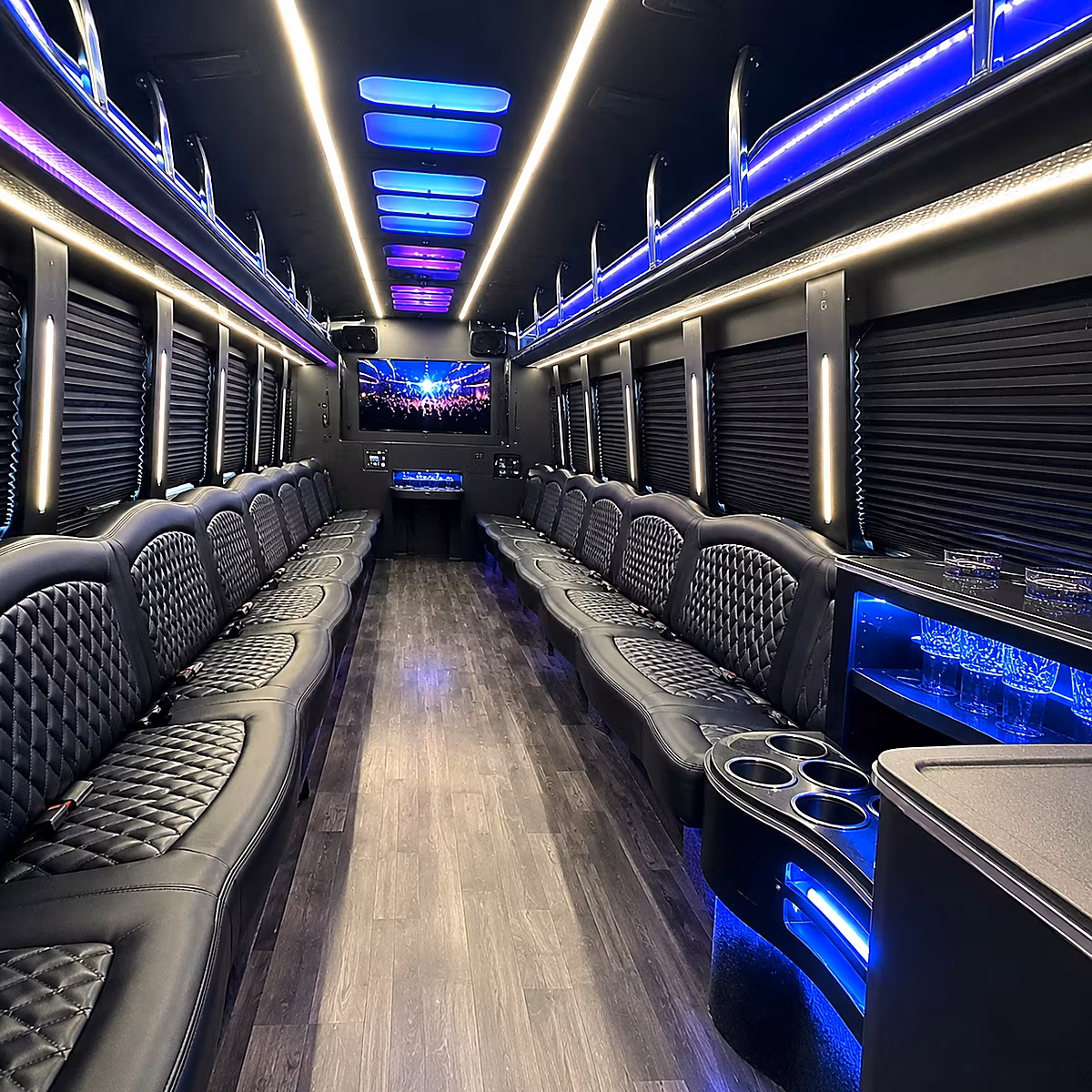 Goodyear Private Event Transportation party bus interior