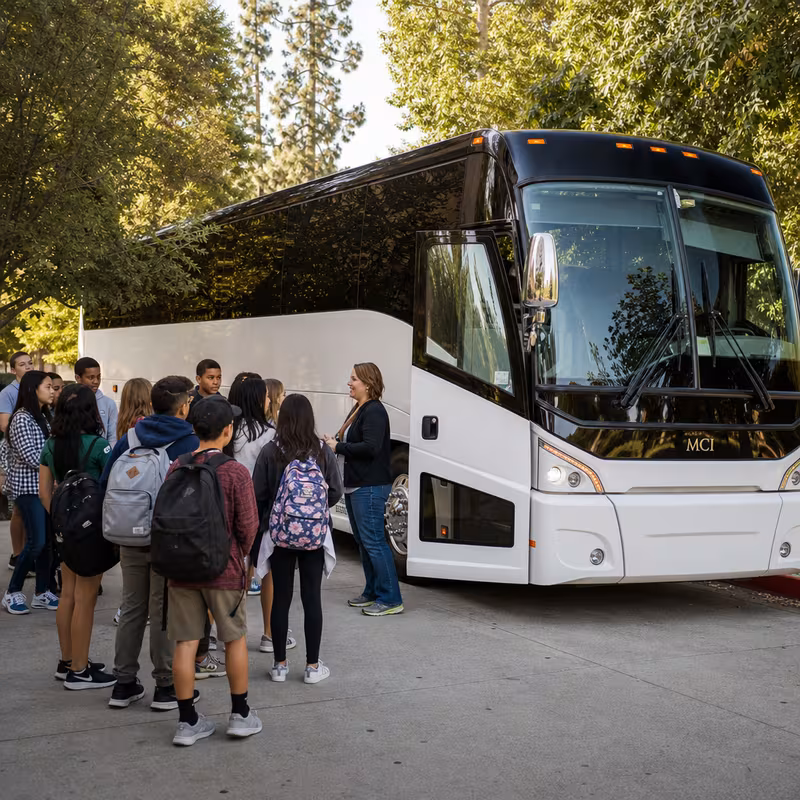 Black Mercedes Sprinter van staged for an Goodyear School Transportation group